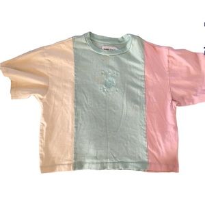 Teddy Fresh Pastel Colorblock T-Shirt Stain on front Size Large